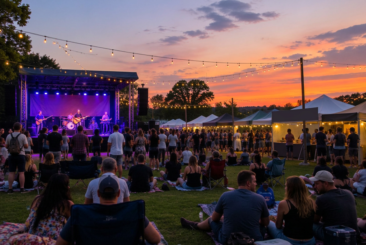 Outdoor community festival with live music